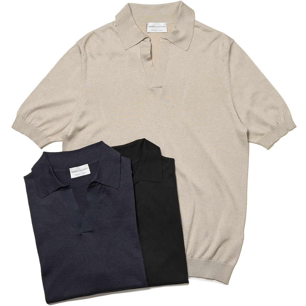 Settefili Cashmere セッテフィーリカシミア ニットポロ Settefili Cashmere セッテフィーリカシミア コットンニットポロ